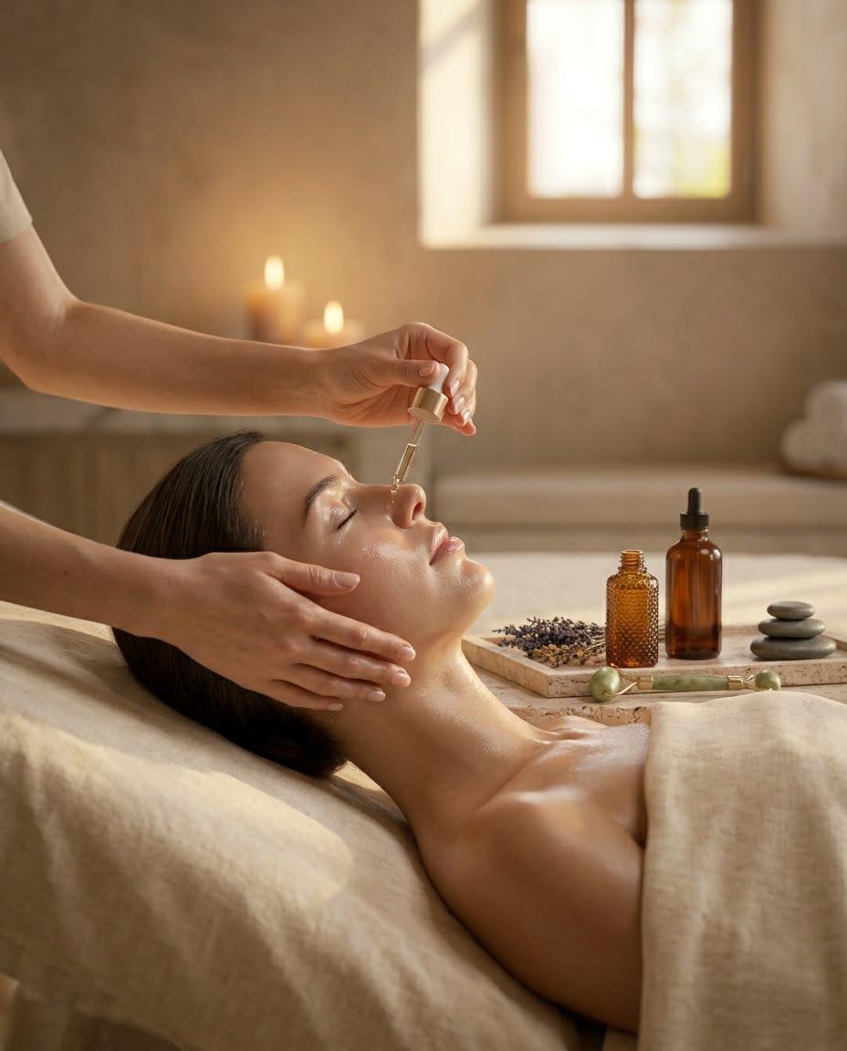 Cabina facial premium con ritual de cuidado de piel